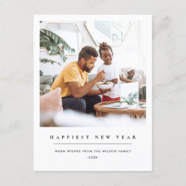 CARTÃO POSTAL DE FESTIVIDADES ANO NOVO FELIZ FOTO PERSONALIZADA MÍNIMA MODERNA