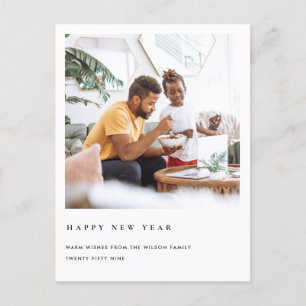 CARTÃO POSTAL DE FESTIVIDADES ANO NOVO FELIZ FOTO PERSONALIZADA MODERNA E LIMPA