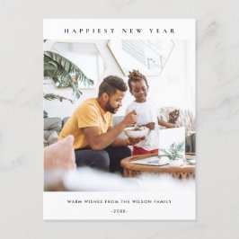 CARTÃO POSTAL DE FESTIVIDADES ANO NOVO FELIZ FOTO PERSONALIZADA MODERNA E LIMPA