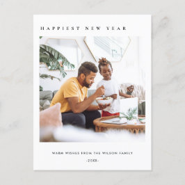 CARTÃO POSTAL DE FESTIVIDADES ANO NOVO FELIZ FOTO PERSONALIZADA MODERNA MINIMALI