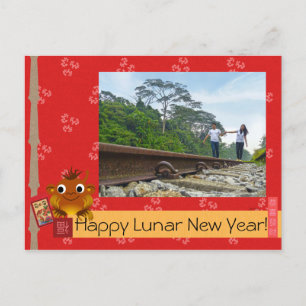 Cartão Postal De Festividades Ano Novo Lunar Chinês (Macaco)