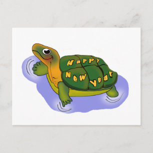 Cartão Postal De Festividades ano novo Turtle