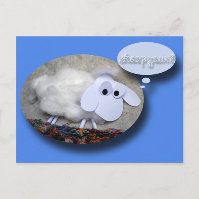 Cartão Postal De Festividades Ano Ovino Chinês Bonito Ano Novo Aniversário Zodia (Frente)