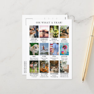 Cartão Postal De Festividades Ano Simples em Revisão Foto Natal Moderno