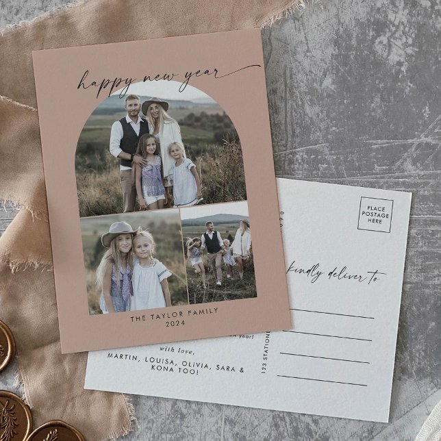 Cartão Postal De Festividades Anos novos da Família de Colagem de Fotos do Moder (Criador carregado)