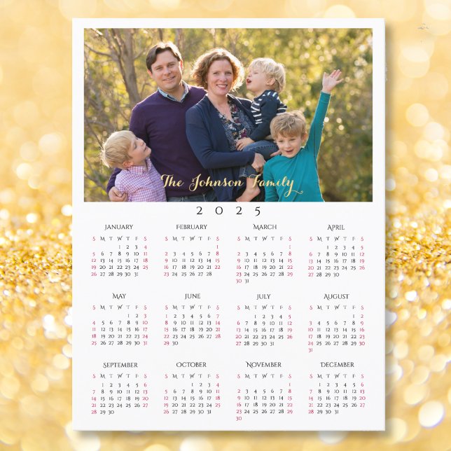 Cartão Postal De Festividades Anos novos de Natal do Calendário Personalizado 20 (Custom Photo 2025 Calendar Christmas New Years Holiday Postcard)