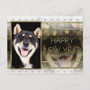 Cartão Postal De Festividades anos novos - Elegância do Ouro - Shiba Inu - Hachi