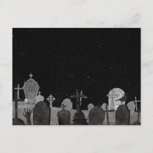 Cartão Postal De Festividades Antecedentes de Spookeen Halloween Graveyard