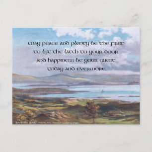 Cartão Postal De Festividades Antiga Baía de Bantry Pacífica & Bênção Irlandesa