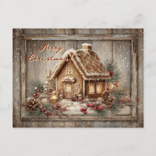 Cartão Postal De Festividades Antigo. Casa de gengibre. Feliz Natal.