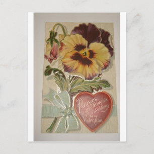 Cartão Postal De Festividades Antique Pansies Love Valentine