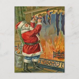 Cartão Postal De Festividades Antique, Vintage-Santa Christmas Postcard