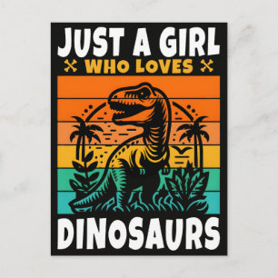 Cartão Postal De Festividades Apenas uma garota retrô que ama dinossauros