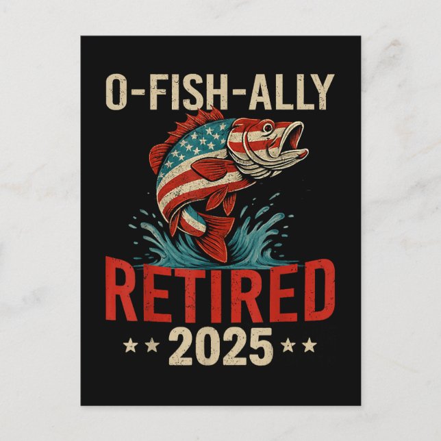 Cartão Postal De Festividades Aposentação do O-Fish-Ally 2025 Pescador (Frente)