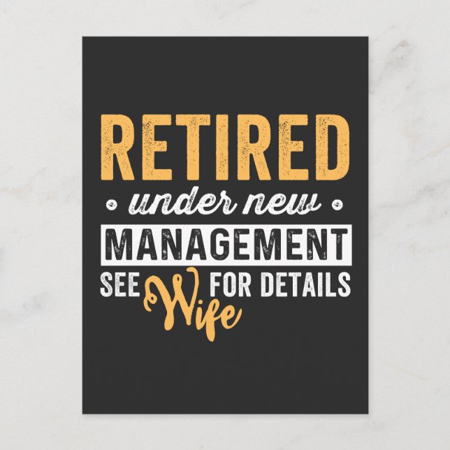 Cartão Postal De Festividades aposentado sob nova direção, consulte a esposa par (Frente)