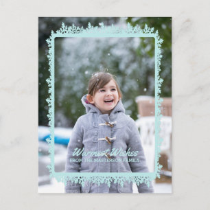 Cartão Postal De Festividades Aqua Snowflake - Foto de Feriado