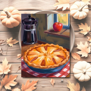 Cartão Postal De Festividades Aquarela de Dia de Ação de Graças de Torta de Abób
