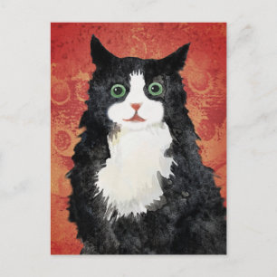 Cartão Postal De Festividades Aquarela de gato