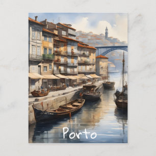 Cartão Postal De Festividades Aquarela do Porto