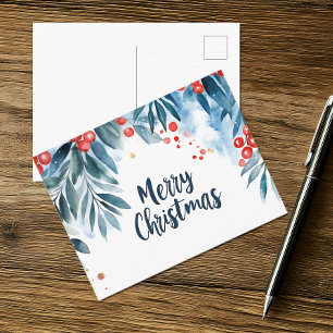 Cartão Postal De Festividades Aquarela Feliz Natal
