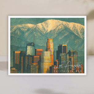 Cartão Postal De Festividades Aquarela Vintage de Los Angeles   Califórnia Retrô
