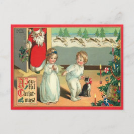Cartão Postal De Festividades Aquarela Vintage Um Natal Alegre 