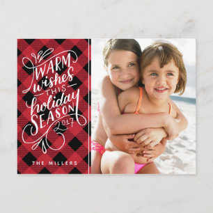 Cartão Postal De Festividades Aqueça desejos esta xadrez rotulada mão do feriado