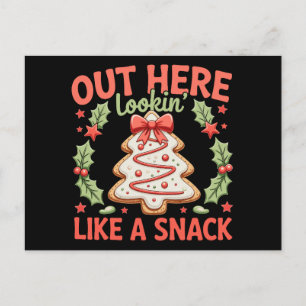 Cartão Postal De Festividades Aqui fora parecendo um lanche Debbie Cake Natal