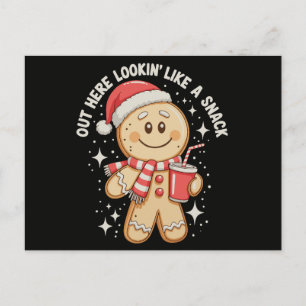 Cartão Postal De Festividades Aqui fora parecendo um lanche Gingerbread Natal