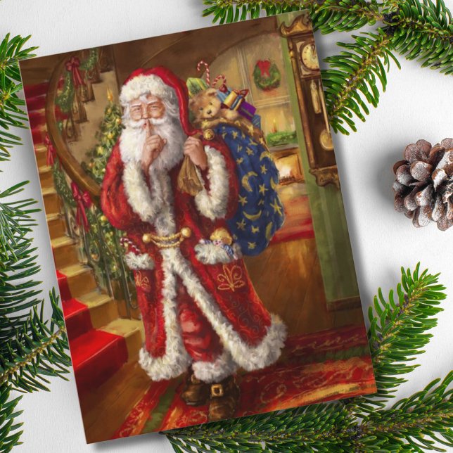 Cartão Postal De Festividades Aqui vêm Papais noeis (Criador carregado)