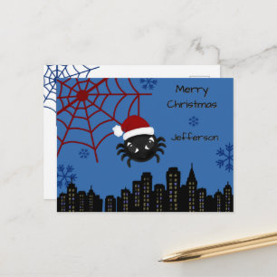 Cartão Postal De Festividades Aranha de Natal Fofo Personalizado