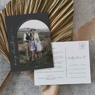 Cartão Postal De Festividades Arca Modern Boho   Foto de Natal da Cinza