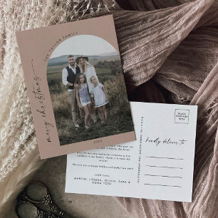 Cartão Postal De Festividades Arca Modern Boho   Foto de Natal de Salmão