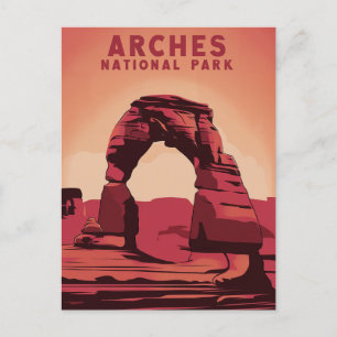 Cartão Postal De Festividades Arches National Park - Ilustração Minimalista