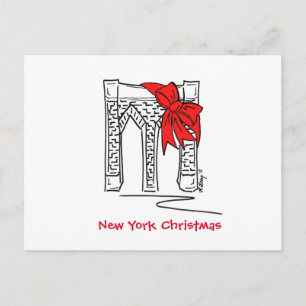 Cartão Postal De Festividades Arco da ponte Brooklyn NYC Nova Iorque Natal