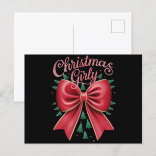 Cartão Postal De Festividades Arco de árvore de Natal estético feminino Férias N
