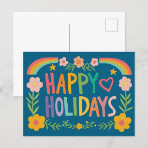 Cartão Postal De Festividades Arco-Íris Cólito Colorido, Escrito à Mão