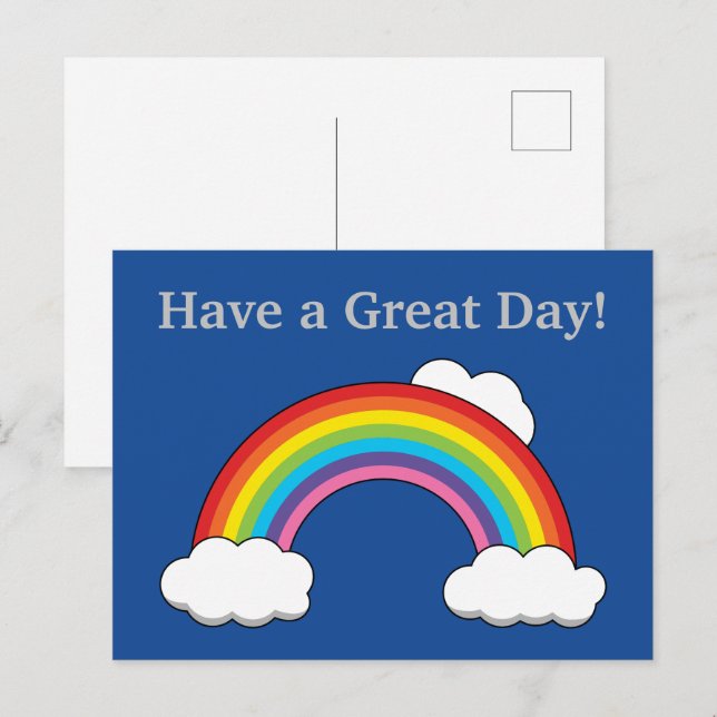 Cartão Postal De Festividades Arco-íris com Nuvens Brancas | Personalizar (Frente/Verso)