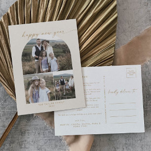 Cartão Postal De Festividades Arco Moderno   Anos novos da família Cream Photo C