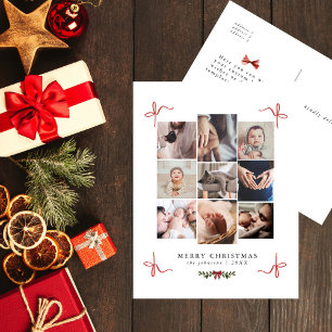 Cartão Postal De Festividades Arcos de Doodle Foto Chic Collage Natal