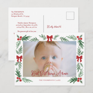 Cartão Postal De Festividades Arcos Vermelhos de Bebê Fotografia de Aquarela Bot