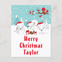 Cartão Postal De Festividades Árctico Raposa Natal Madeira Feliz Natal