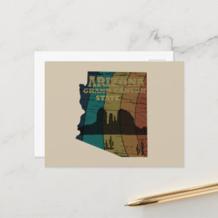 Cartão Postal De Festividades Arizona Sedona mapa do Grand Canyon — retro paisag