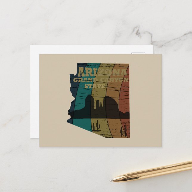 Cartão Postal De Festividades Arizona Sedona mapa do Grand Canyon — retro paisag (Frente/Verso In Situ)
