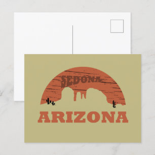 Cartão Postal De Festividades arizona sedona vintage pôr do sol paisagem az