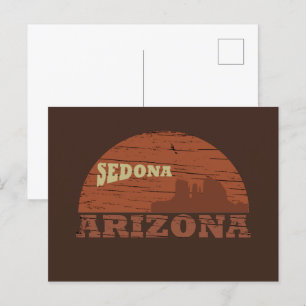 Cartão Postal De Festividades arizona sedona vintage pôr do sol paisagem az