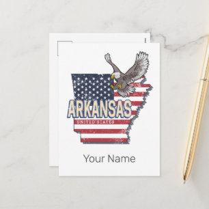 Cartão Postal De Festividades Arkansas United States Retro Map Vintage EUA