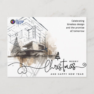 Cartão Postal De Festividades Arquiteto Construtor Aquarela Natal Design