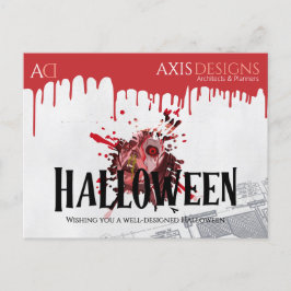 Cartão Postal De Festividades Arquiteto Halloween Zombie e Saudações Sanguíneas
