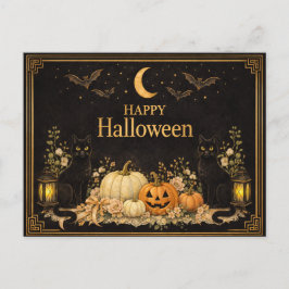 Cartão Postal De Festividades Art Deco Black Cats Luxury Halloween